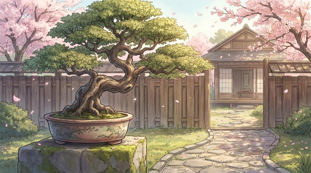 幼女漫画盆景植物视频制作
